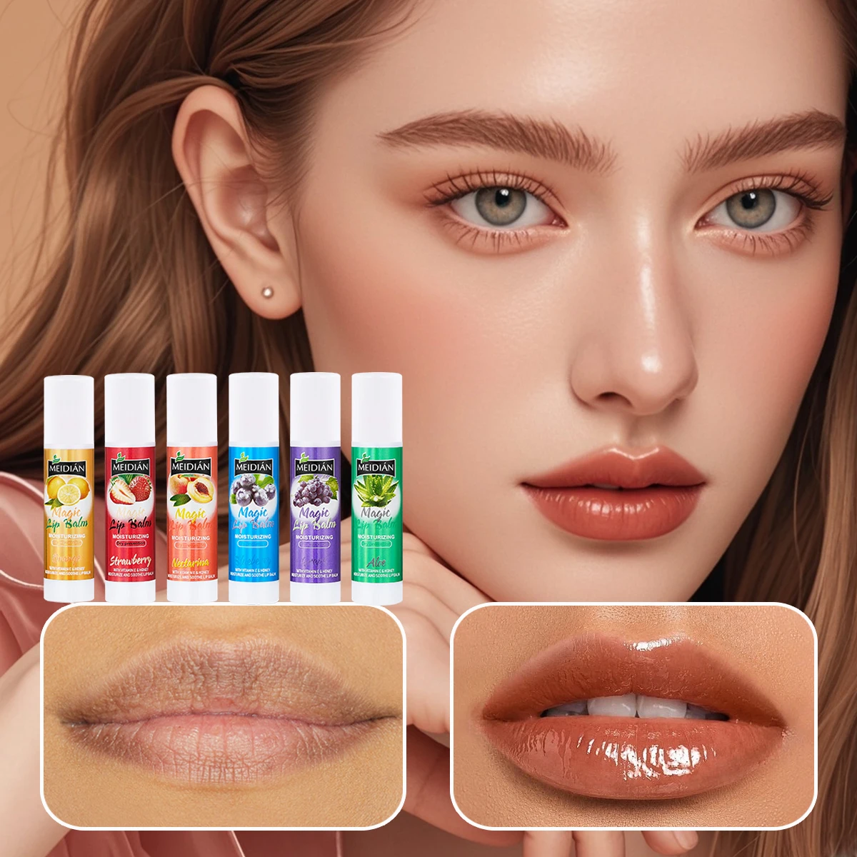 Private label custom makeup foundation candy lipstick chapstick  Moisturizing lip gloss tinted lip balm set for lips care