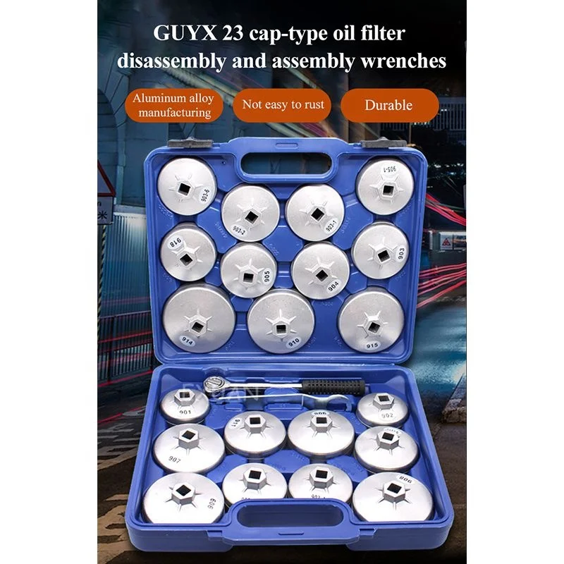 23pcs Cup Type Aluminum Oil Filter Set Wrench Socket Removal Garage Tools Kit for BMW for VW Universal