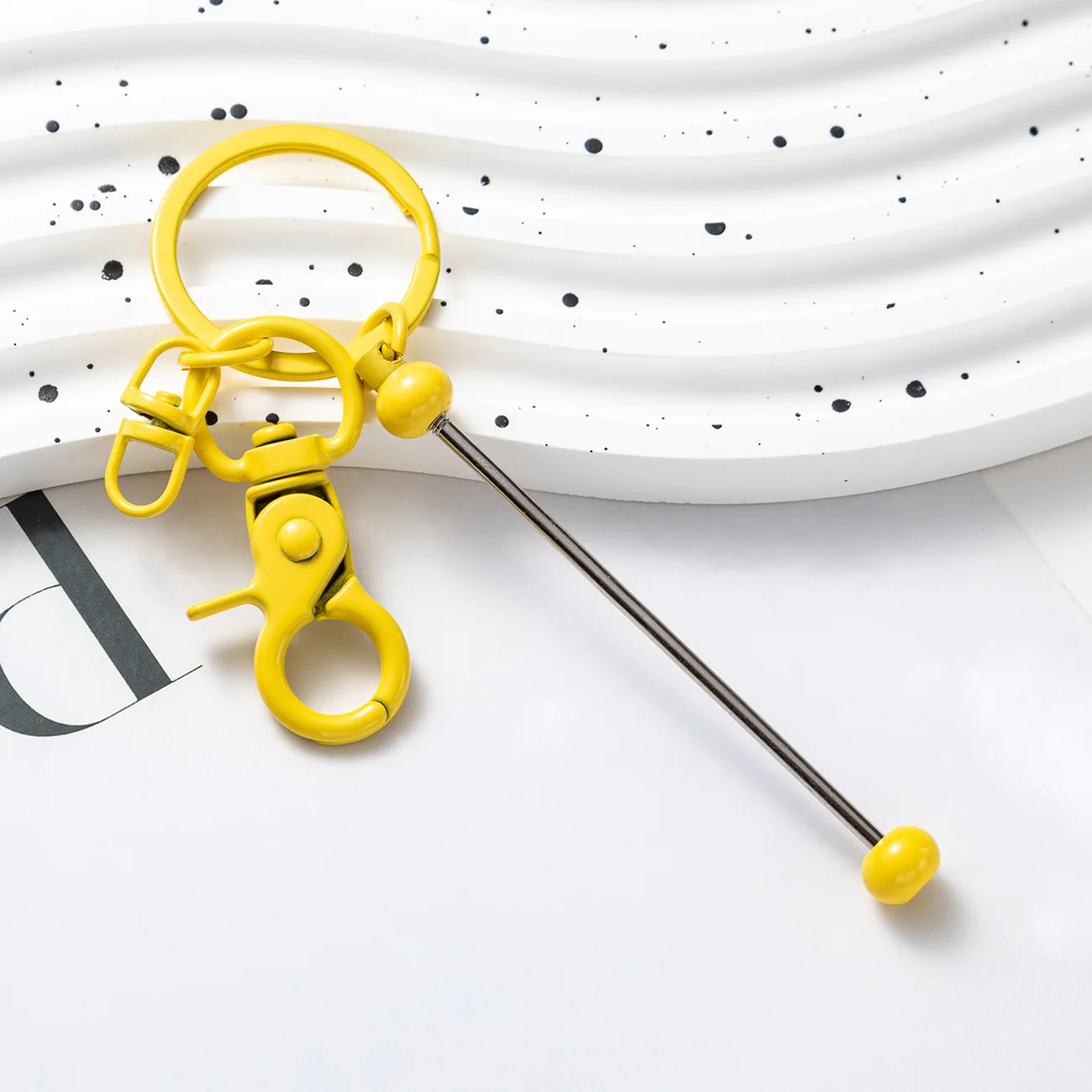 Metal DIY Craft Hook Keyring Crystal Add a Bead Key Chains Accessories Beadable Bar Keychain for Beads Keychain Making