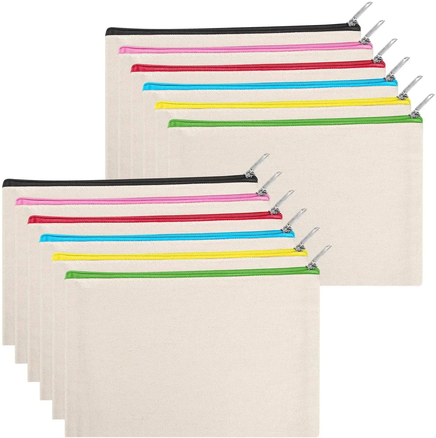 Eco-Friendly Custom 8oz Colorful DIY Pencil Case Small Blank With Zipper Cotton Pencil Bag Canvas