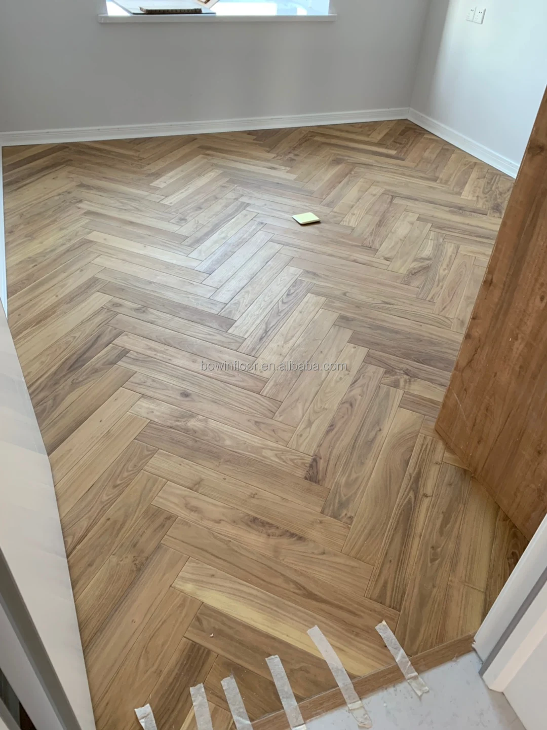 UV Oiled Teak Solid Wood Herringbone Parquet
