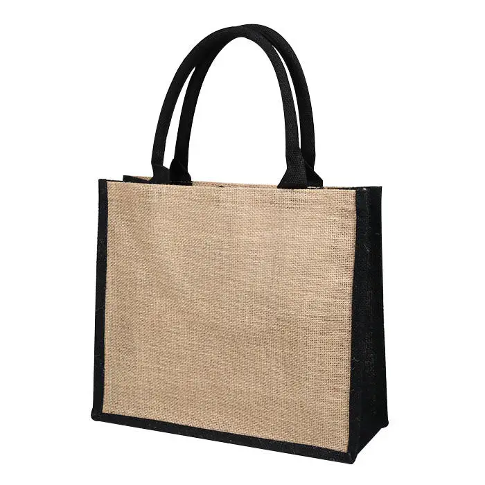 custom printed eco friendly fabric large gift carrier sack square reusable jute shopping bag burlap tote beach bag
