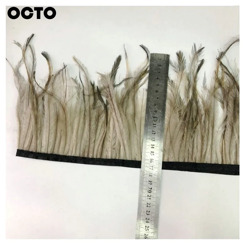 Decorative Clothing Accessory 10-20CM Natural Color Emu Feather Fringe Trim Satin Ribbon Trimming Lace