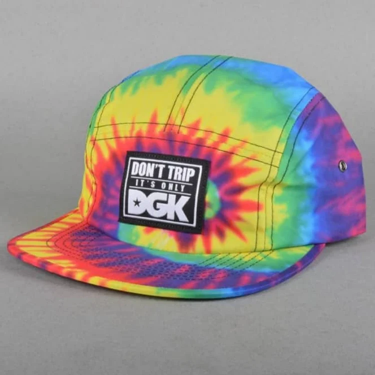 Wholesale Custom Logo Design Youth Hip Hop Running Sport Classic Fashion Tie Dye 5 Panel Hat Cap
