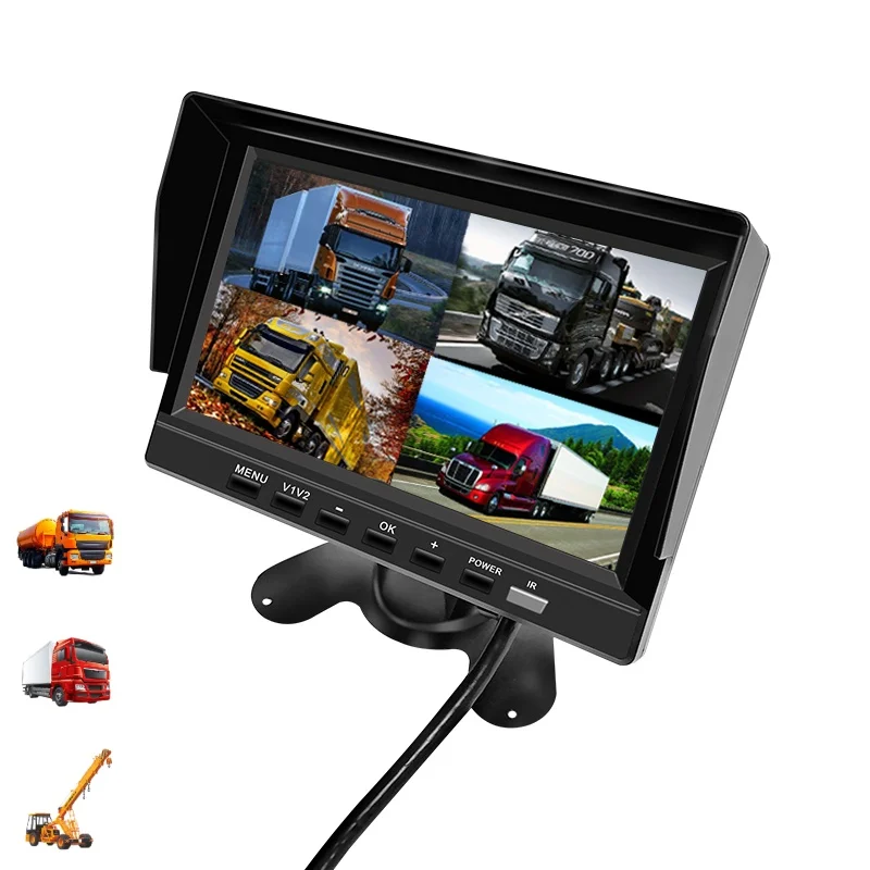 720P AHD автомобильный монитор 7-дюймовый грузовик BSD DVR Разделенный экран для размещения солнцезащитных козырьков