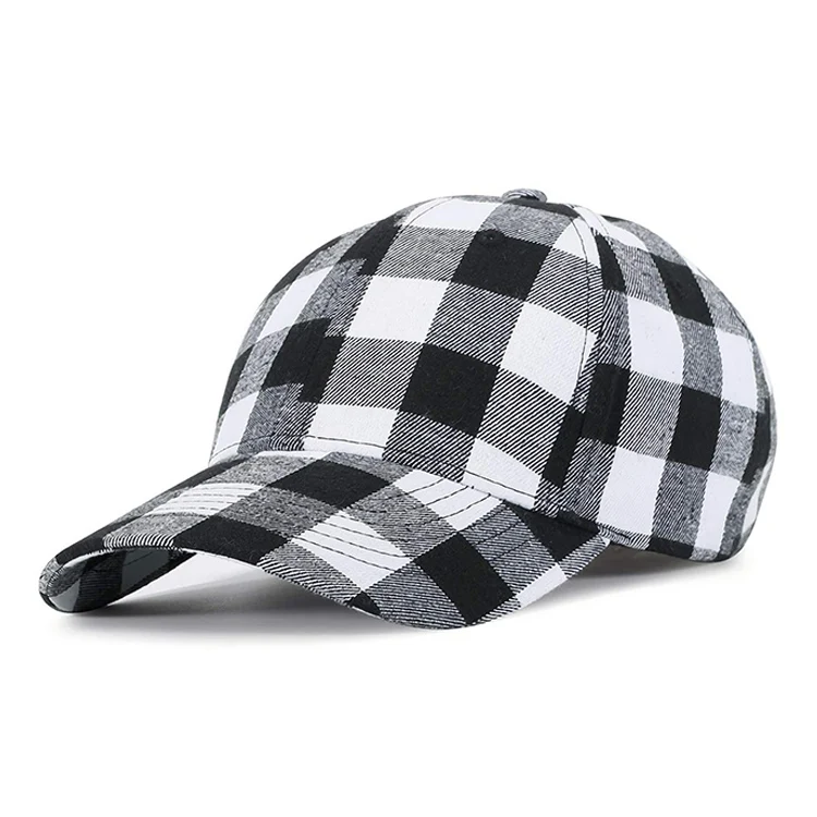 Vintage Check Baseball Cap in Antique Yellow Cotton Branded Baseball Hats Custom Logo for Men Women