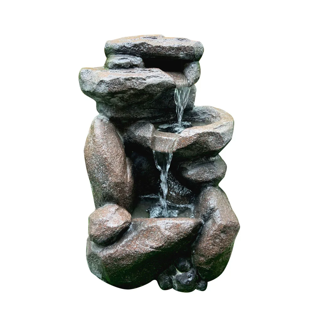 Chinese supplier fiberglass stone design rock waterfall garden outdoor water fountain for promotion