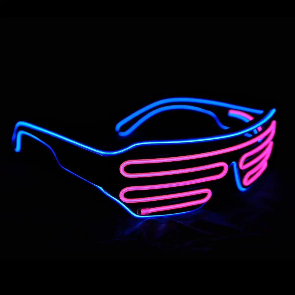 Glow Shutter Neon Rave Glasses El Wire Flashing LED Sunglasses Light Up DJ Costumes For Party