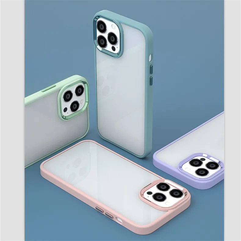 Гладкий и удобный кожаный Прозрачный чехол для мобильного телефона iphone 11 12 13 pro max силиконовый металлический с отверстием