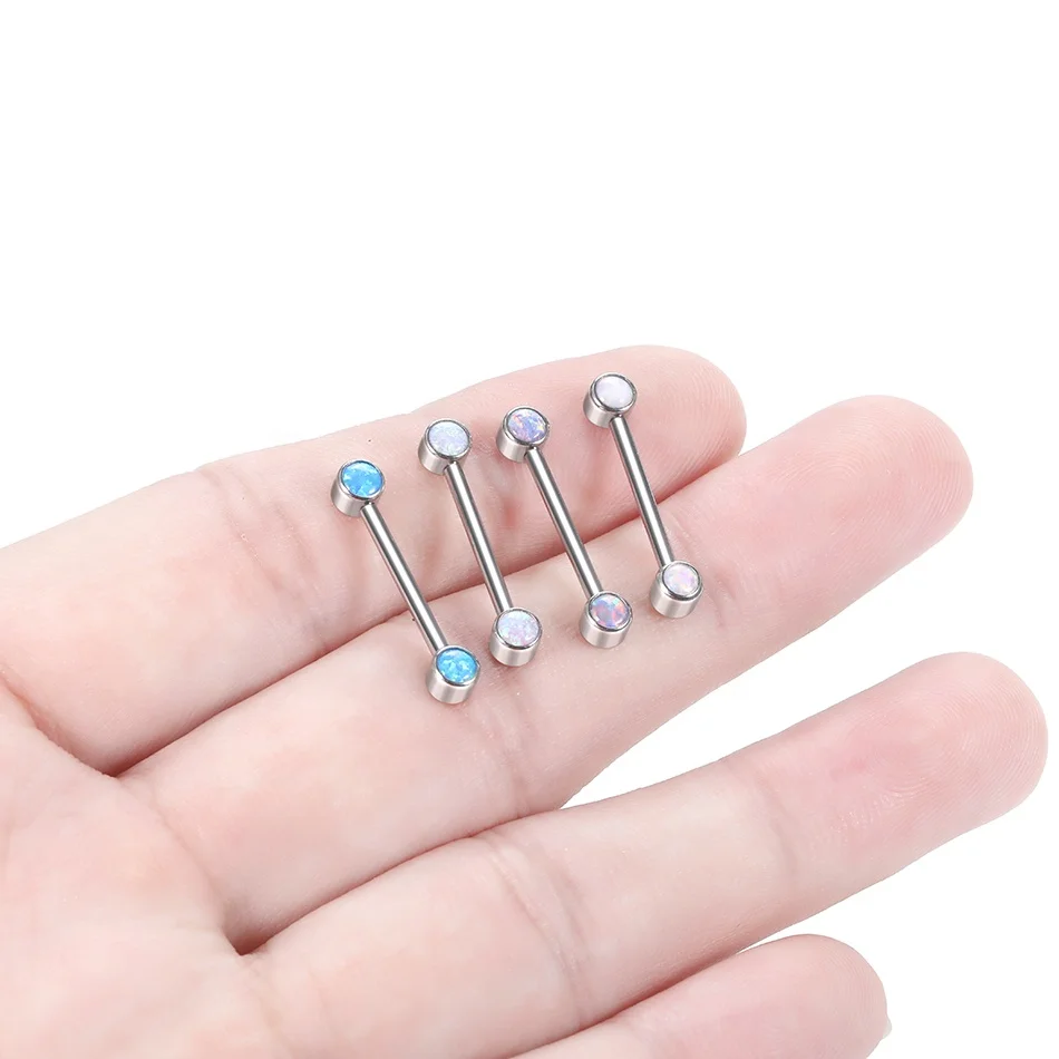 Gaby G23 Titanium Piercing Tongue Nipple  Ring Crystal Internal Threaded Cartilage Earrings Ear Studs Body Jewelry
