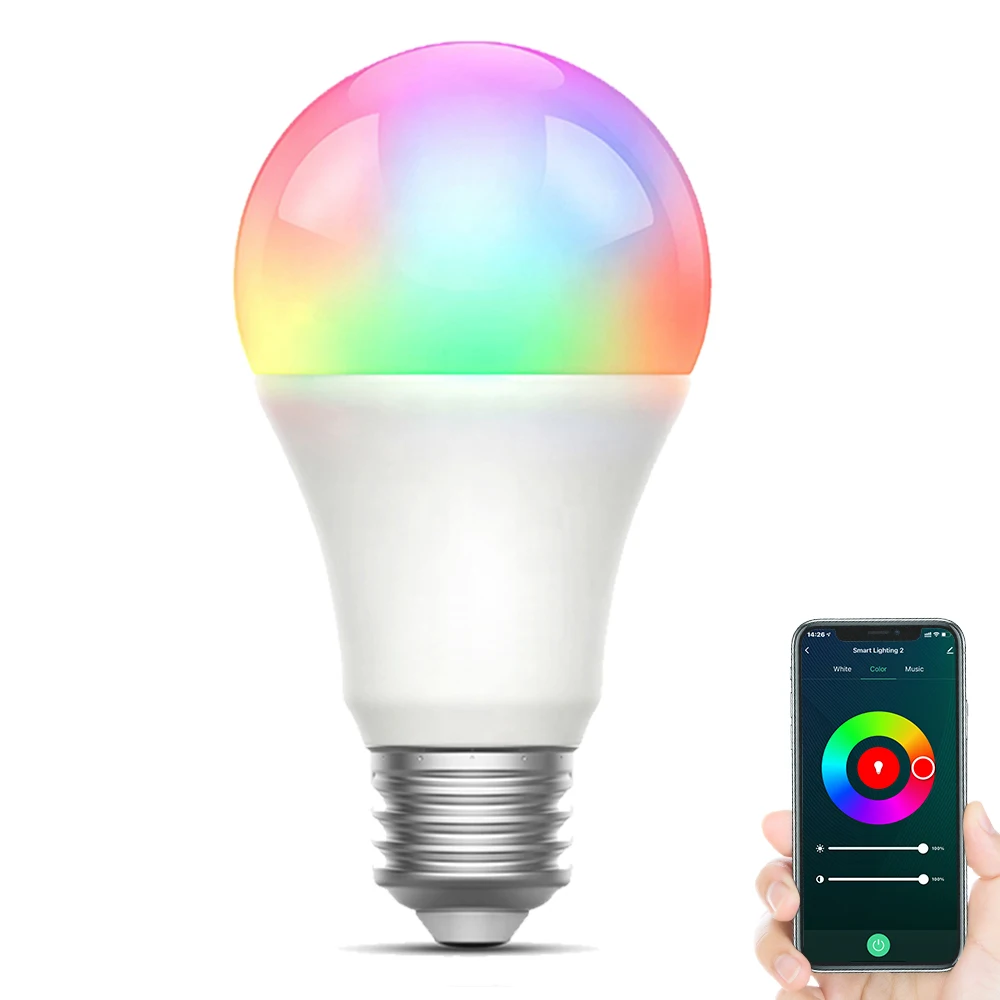 Смарт-лампа SMATRUL Tuya Zigbee, 10 Вт, E27 RGB LED лампа с регулируемой яркостью, таймером, управлением через приложение и голосовым управлением для Google Home Alexa