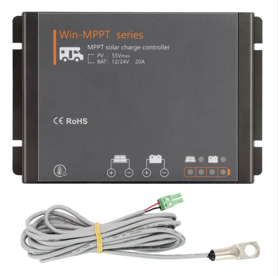 MPPT RV Solar Controller 50V PV Input Voltage 20A For Gel AGM Liquid Lithium Battery 12V 24V System Waterproof IP54