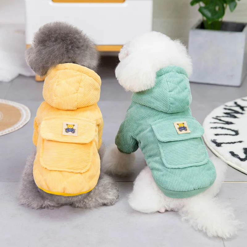 Hoodie Sweatshirts Luxury Corduroy Winter Dog Clothes for Small Pet Coat Clothing Puppy Cat