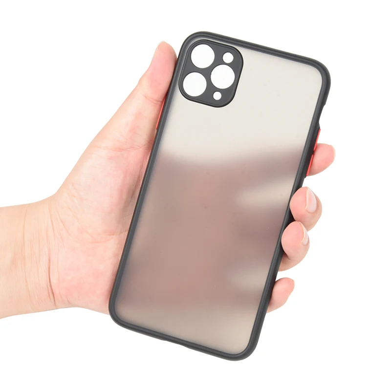 Защитные ТПУ + PC чехлы-бампер для iPhone 11 Pro Max XR XS X 8 7 матовый прозрачный противоударный чехол задней