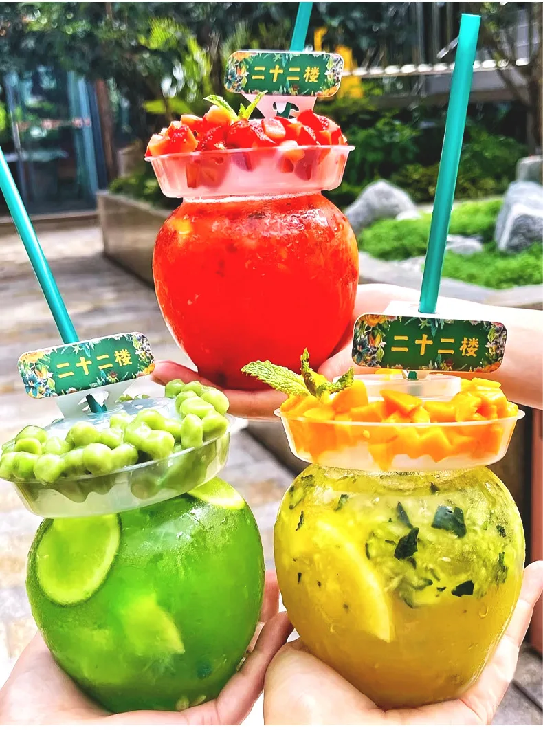 Custom labels unique PET juice cake ice cream milk bottle 500ml 800ml plastic juice bottle with cap