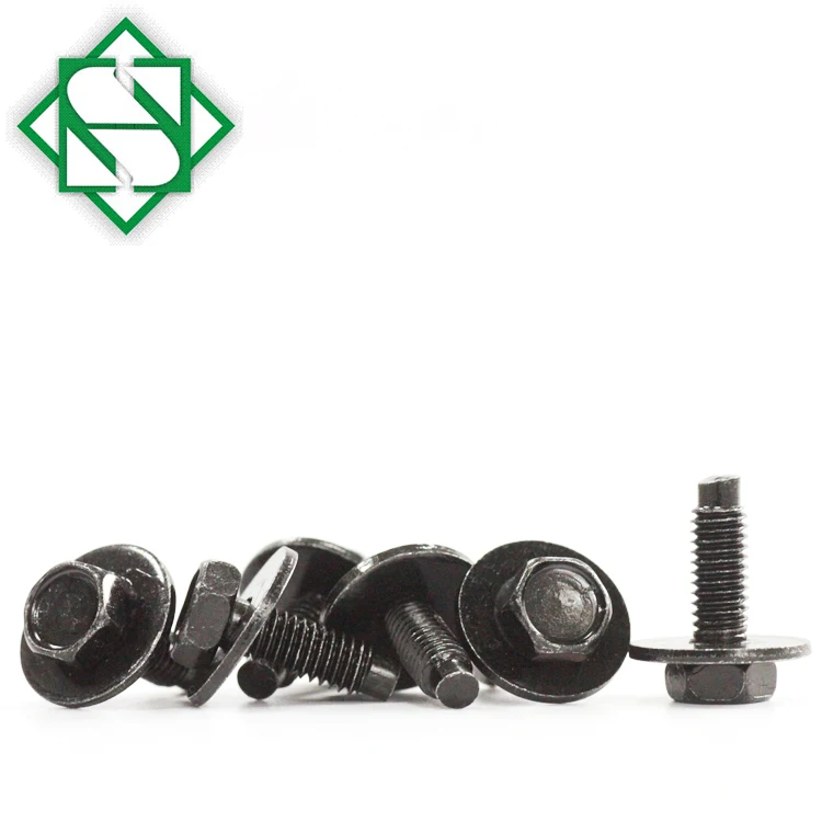M6 X 18mm BLACK OXIDE HEXAGON INDENTED HIN HEAD MACHINE SCREW with PLAIN WASHER