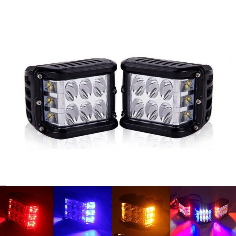 Dual Color Work Light 4 inch cube Car Strobe Light Waterproof Side Shot Strobe Pod Work Light