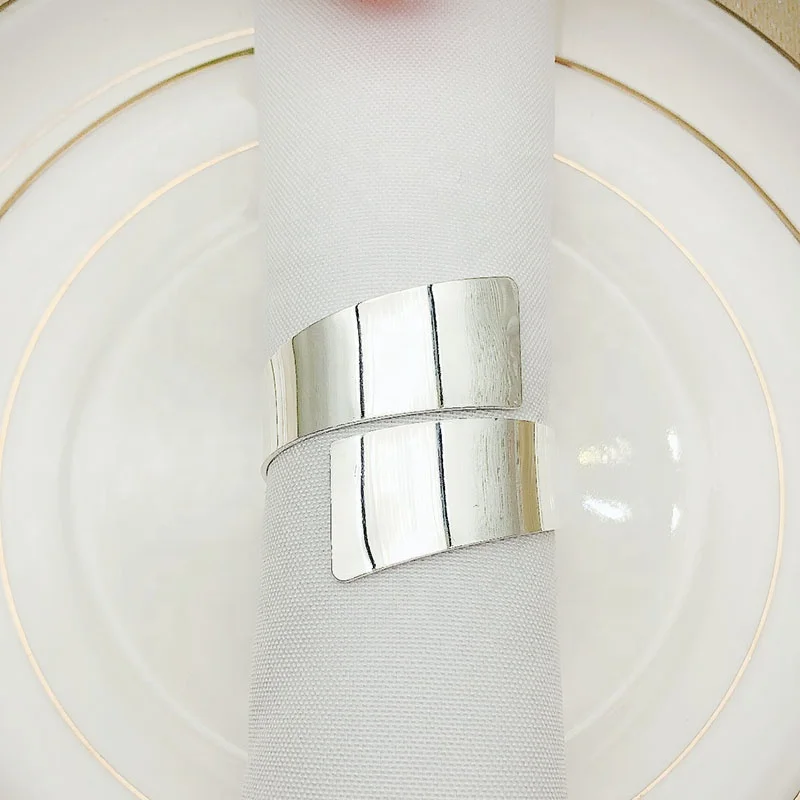 Wholesale Cheap Napkin Rings Silver Round Napkin Ring Holder Stainless Steel Mirrored Metal Napkin Rings HWM07