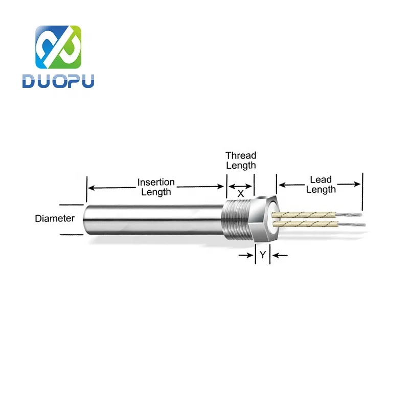 Duopu electric up to 800 degree celsius  24v 30w 40w 50w 6mm 12v 24v 48v 6mm cartridge heater 350v with thermostat