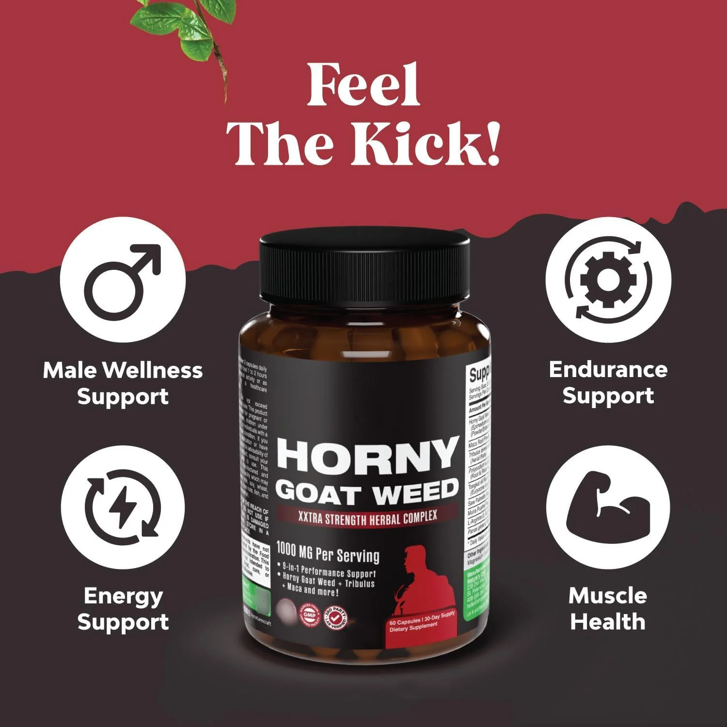 OEM Custom Label Horny Goat Weed Capsules With Maca Male Enhancing Supplement Maca Capsules Herbal Enhancement