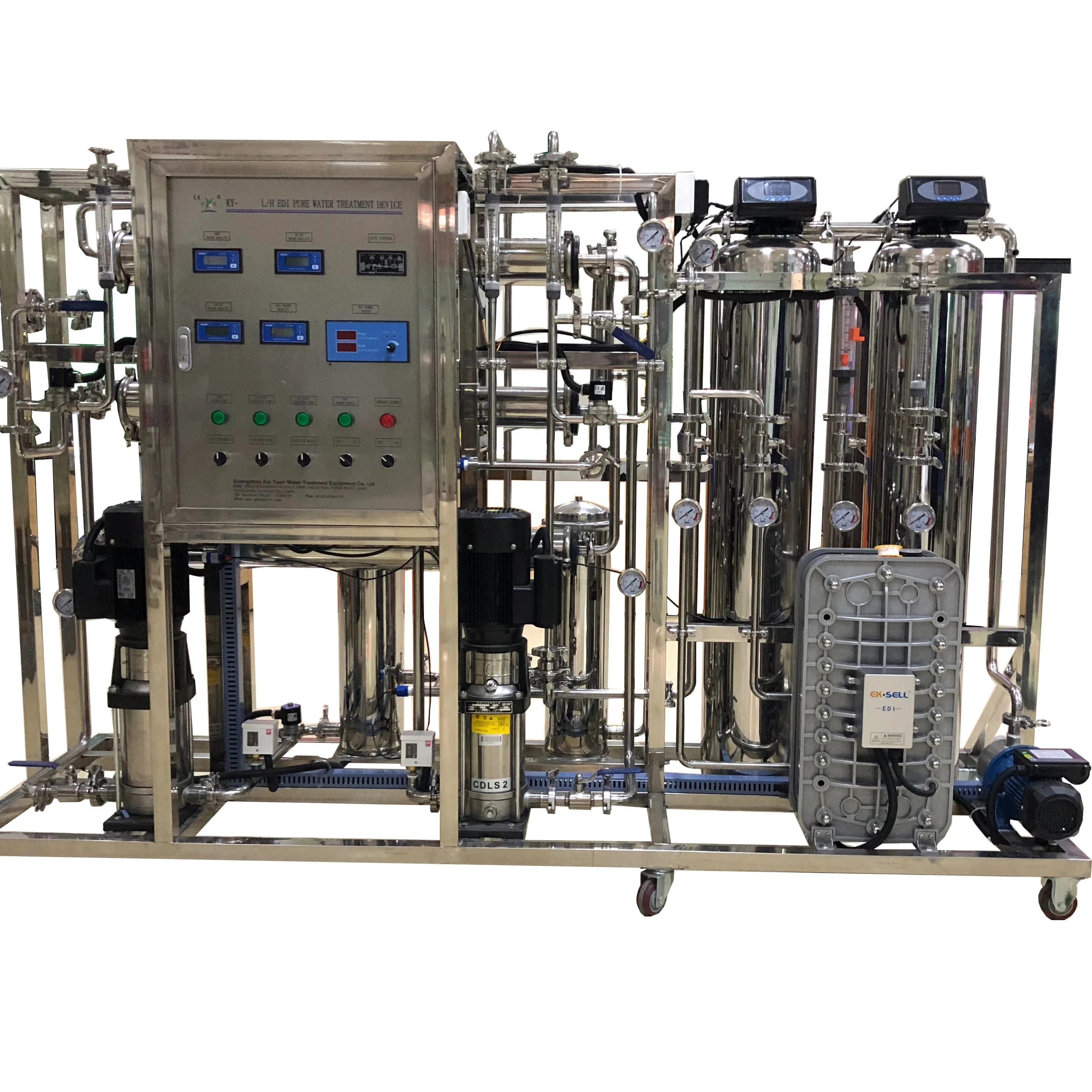 Low Operating Cost 250L/H Double RO Rverse Osmosis System Electrodeionization Ultra Pure Water Purification EDI For Power Plant