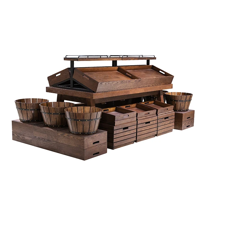 Полки для супермаркетов деревянный стеллаж хранения фруктов и овощей демонстрации