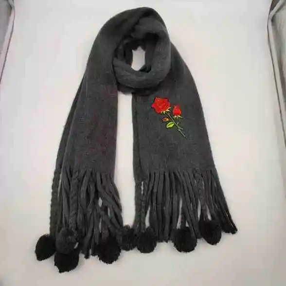 High Quality Winter Plain Knitted Scarf Warm Winter Scarf With Patch winter scarf knitted  With Custom Logo