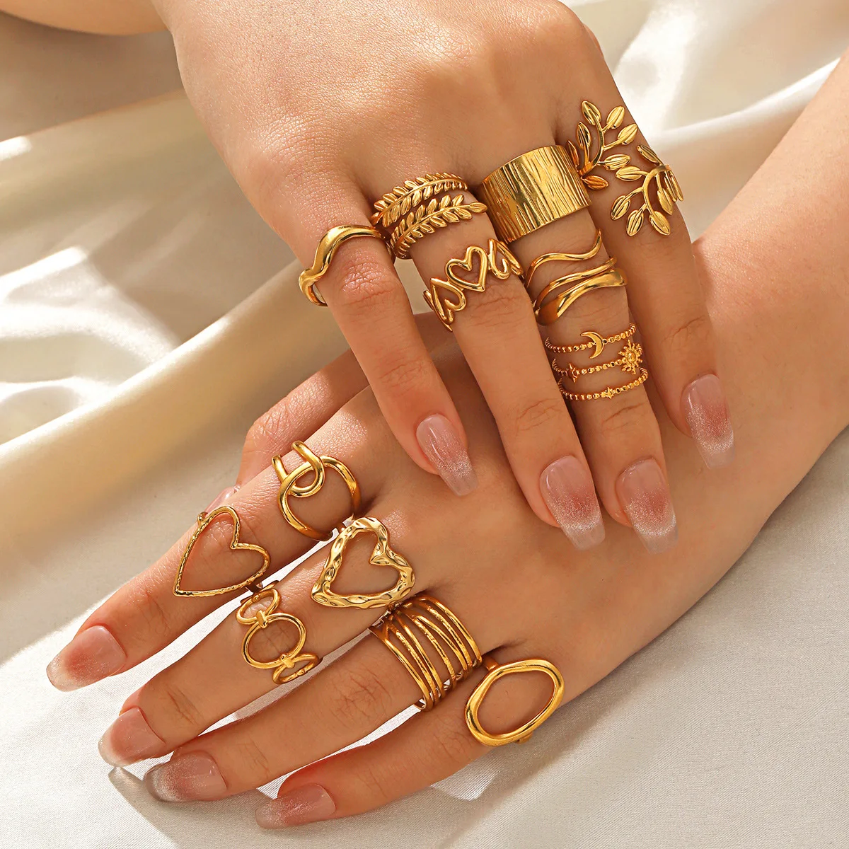 smart ring for women with Gold Plated Stainless Steel Adjustable various Opening Fashion Rings
