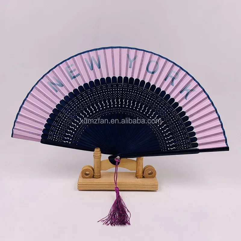 Manufacturer Supply Customized Logo Printed  bamboo fan for promotion