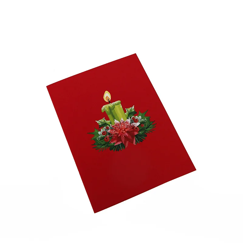 3D Stereoscopic Greeting Card Creative Christmas Greeting Card Laser Printing Christmas Candle Thanksgiving Gift Card