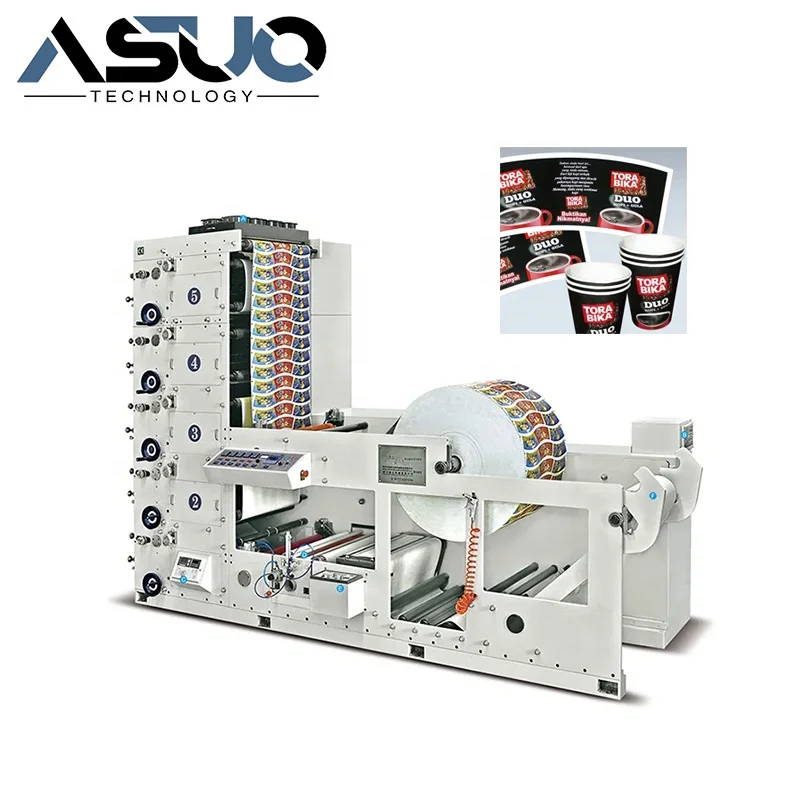 Ry650 5 Colors High Speed Running Paper Cup Roll to Roll Digital Label Flexo Printing Machine