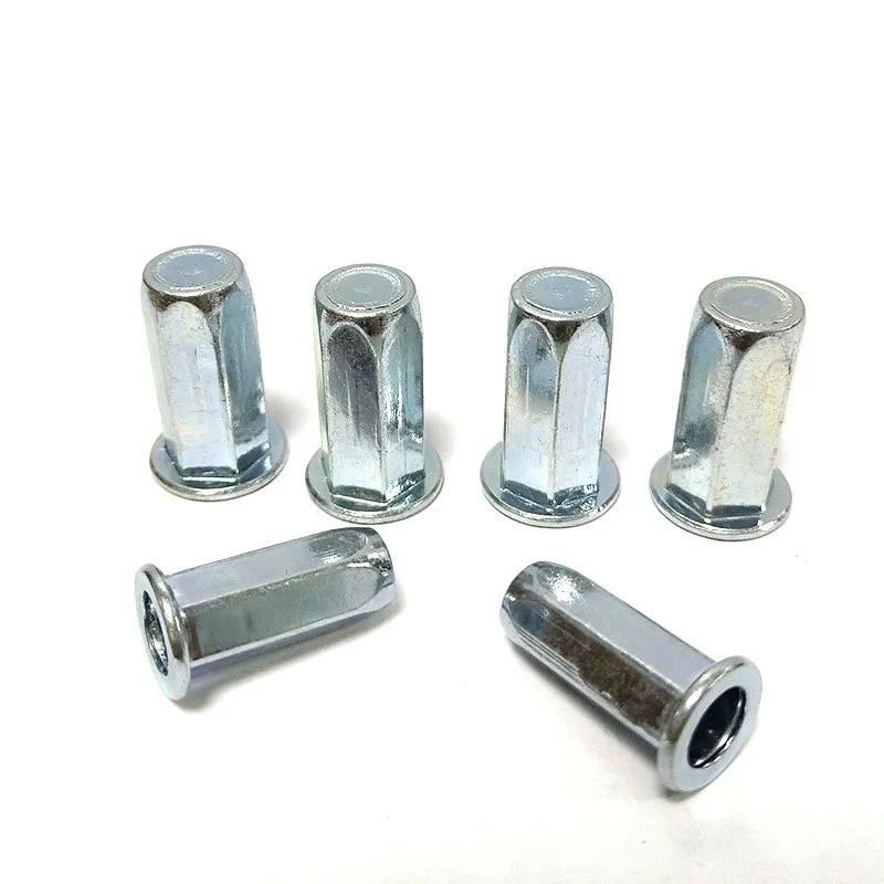 Full hexagon flat head blind rivet nuts m8 10mm m3 m12 rivet nut steel rivet nut