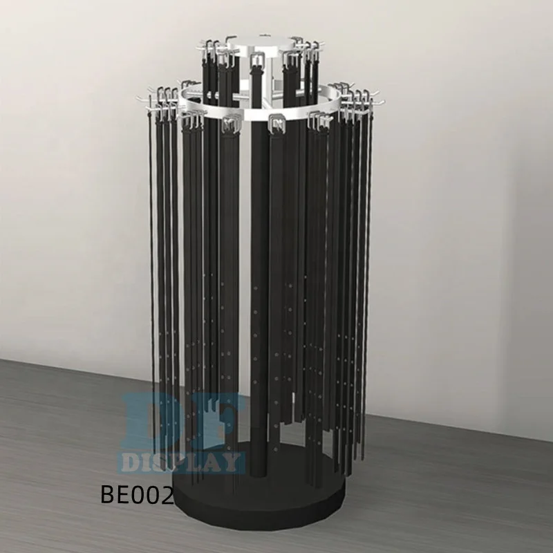 BE002Floor standing belt rack garment store metal display rack for socks and belt  Metal Floor Rotate Belt Scarf Display