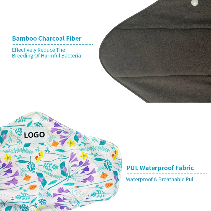 Menstrual Period Pads Bamboo Charcoal women pads feminine sanitary napkin with carry bag