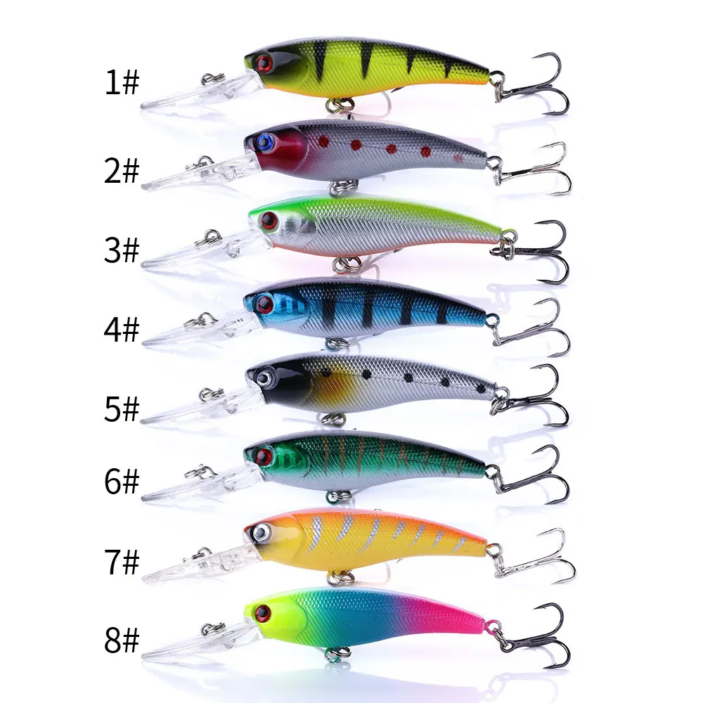 Wholesale 9cm 8.3g Artificial Hard Plastic Bait Sinking Minnow Fishing Lures with Long Tongue Board
