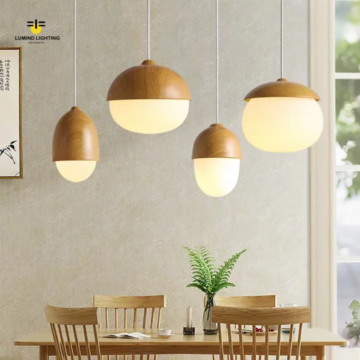 Lumind chandeliers pendant lights decoration single head Japanese wooden chandelier lighting wooden pendant light