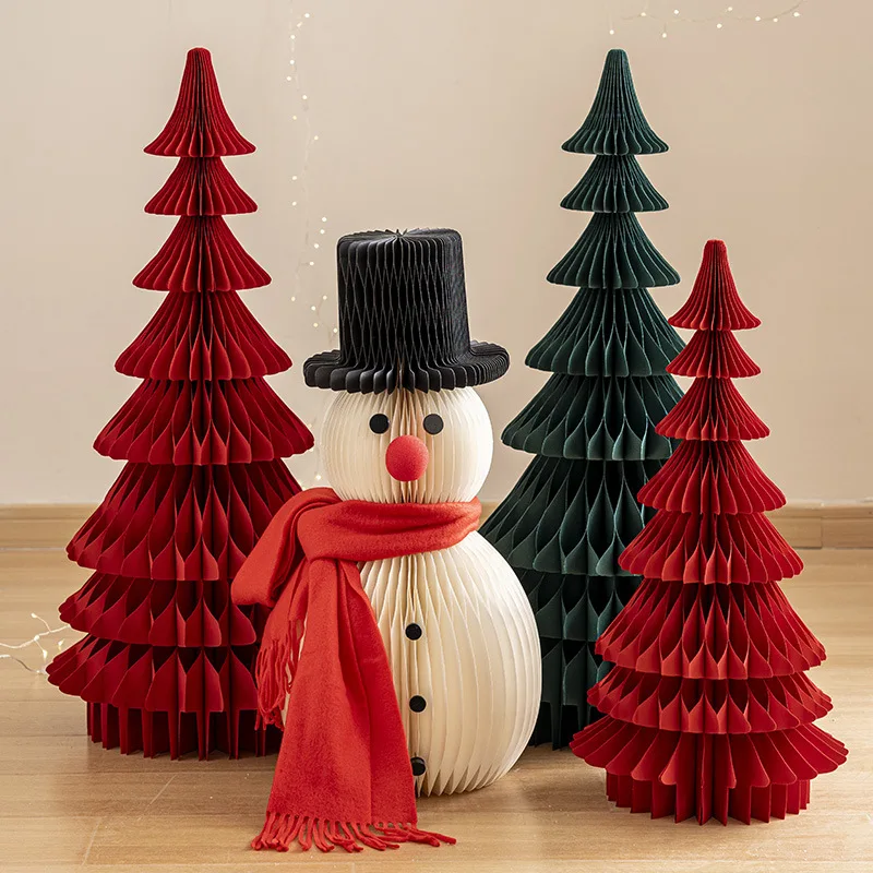 Christmas Decorations Origami Christmas Tree Ornaments 2024 New Christmas Atmosphere Scene Layout Shooting Props