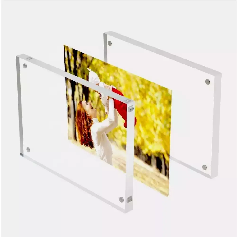 Clear Magnetic Acrylic Picture Frames block Factory wholesale Custom tabletop acrylic Photo Frame acrylic block frames picture