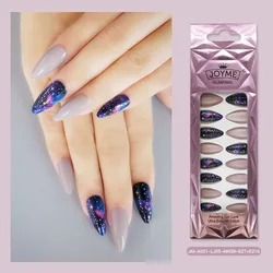 Wholesale  European And American Style Wearing Nails 24pcs/BOX Artificial Fingernails Gilt Droplet Fake Nails