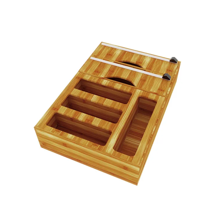 Customize Different Openings Kitchen Bamboo Ziplock Bag Storage Organizer