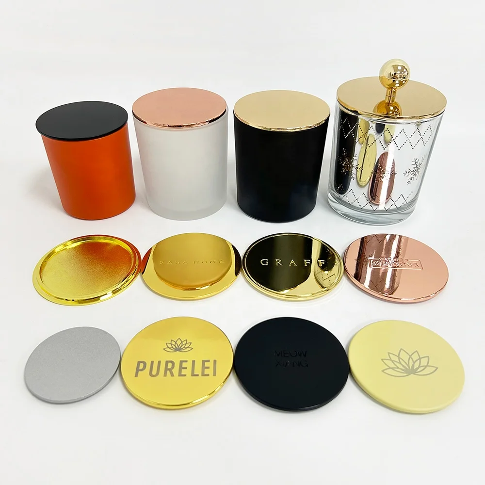 Custom logo Zinc Alloy Candle Lid High Quality Electroplated Metal Scented Candle Decorative Dust Cover