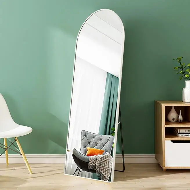 Custom Aluminium Frame Stand Large arched door mirror Floor Full Long Mirror Stand Mirror