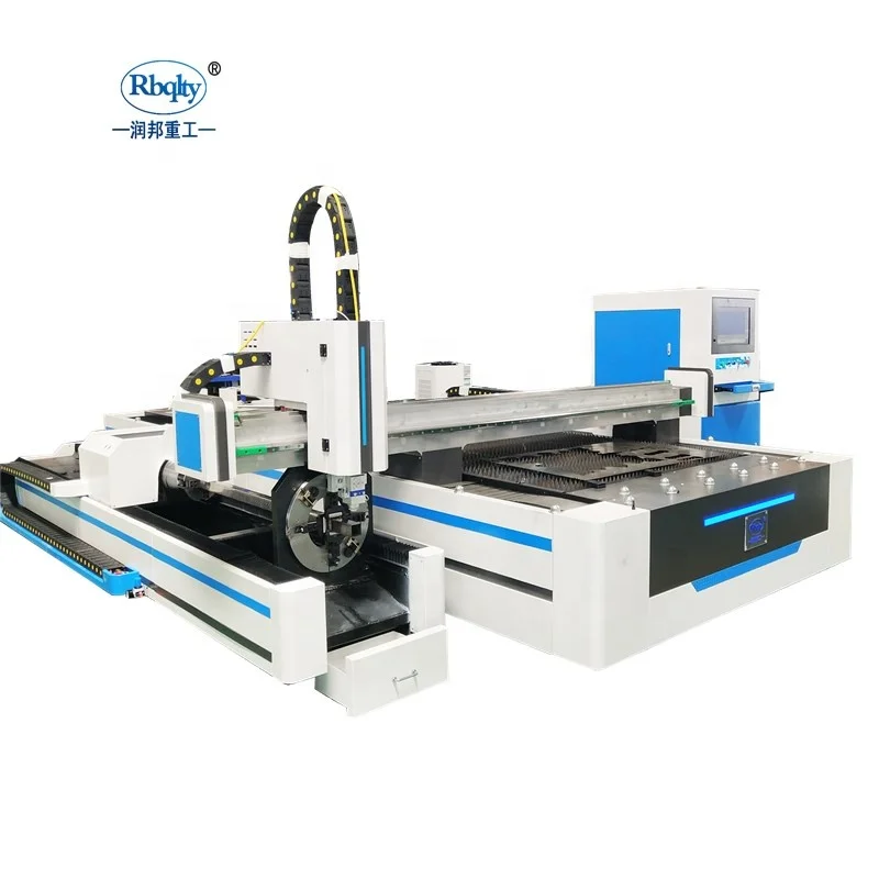 RB3015 CNC 1500W - 6000W Metal Fiber Laser Cutting Machine With Rotary Tube Cutting Device