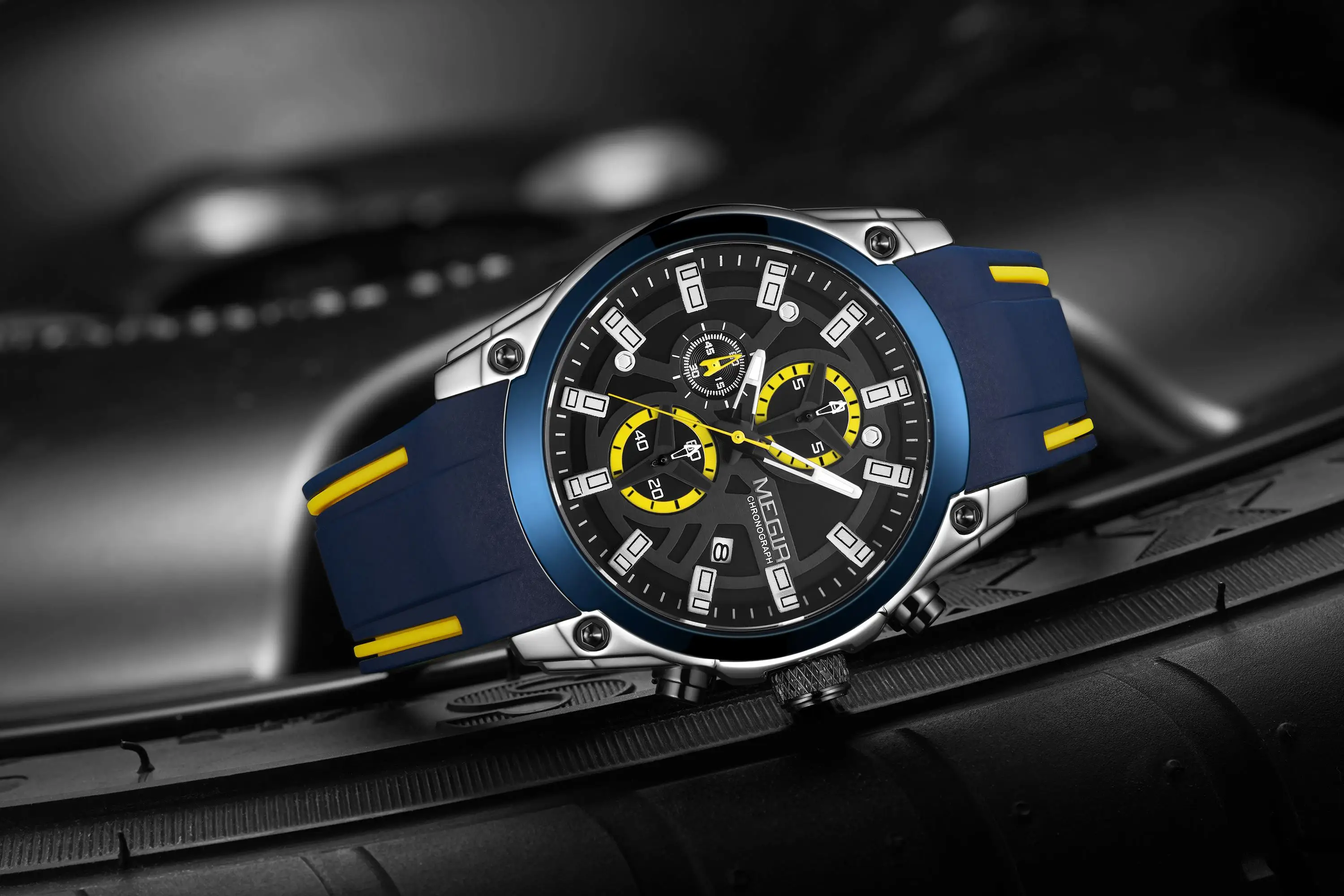 Relojes Hombre MEGIR 2144 Original Brand Luxury Men Chronograph Wrist Watches Quartz Fashion Silicone Sport Watch Waterproof