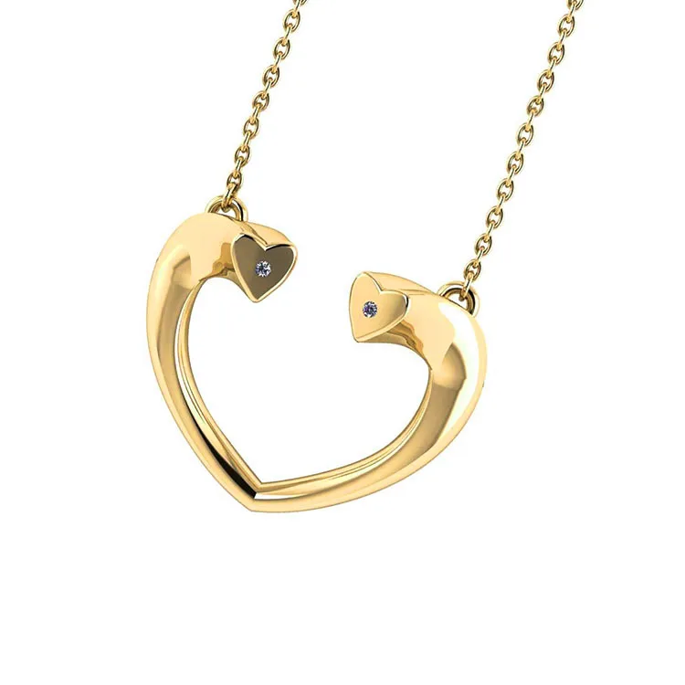 Gold Titanium Steel Necklace Women Simple Heart Clavicle Chain Padlock Pendant Accessories