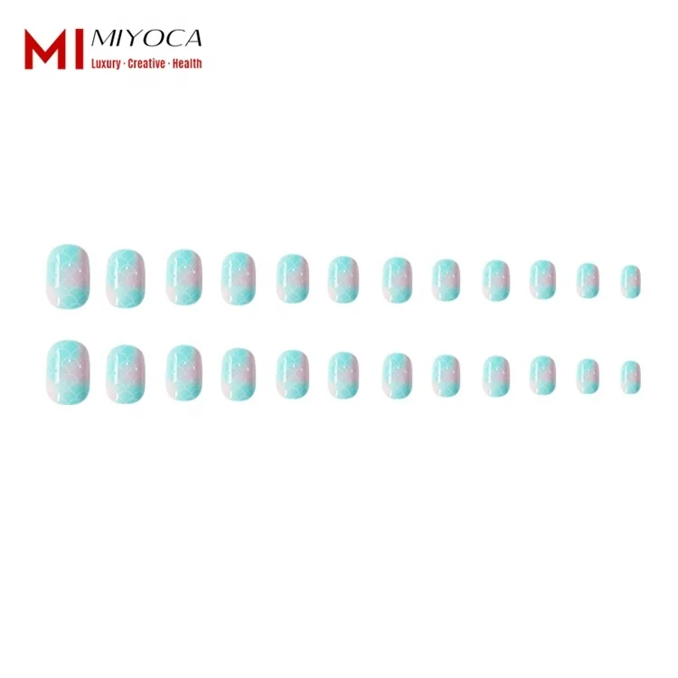 Хит продаж 2021 накладные ногти MIYOCA для детей милые с рисунком рыбьей чешуи девочек оптовая продажа