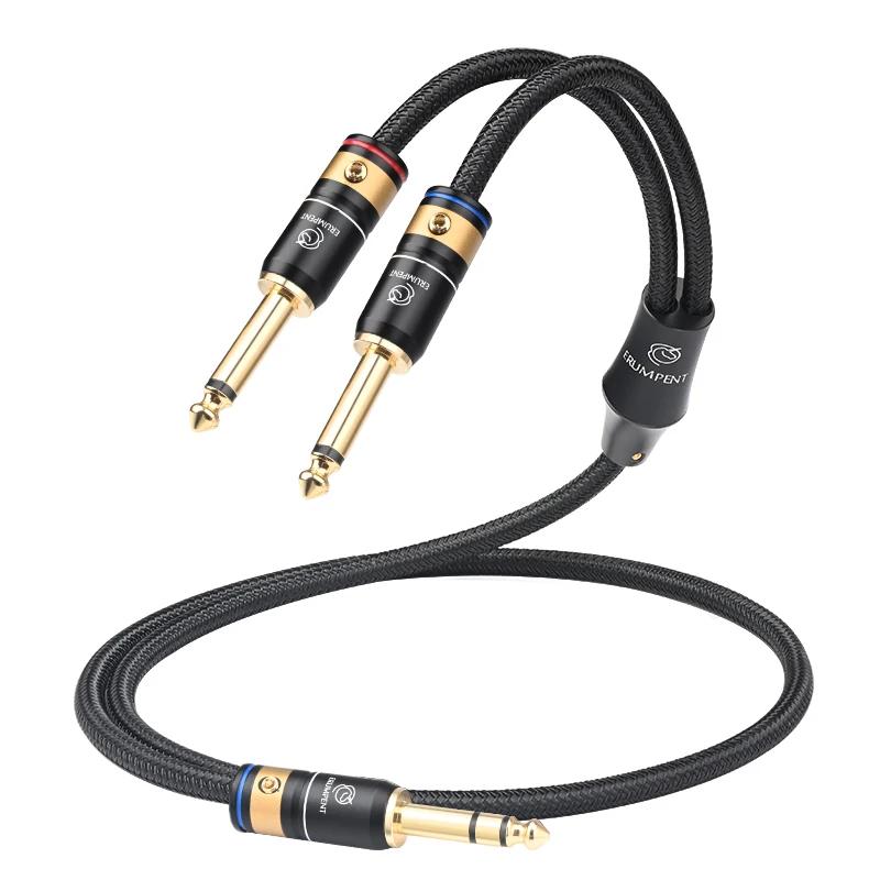 ERUMPENT Hifi 6.5 to Dual 6.5 Audio Cable with Pure Copper Gold-plated Connector Phone Power Amplifiers Mixers Audio Adapter