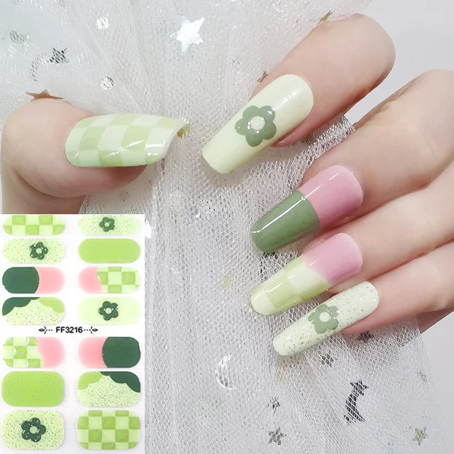 factory supply Nail Art Stickers colorful 3D nail stripes Wholesale supplies flower heart pattern stickers nails for girls