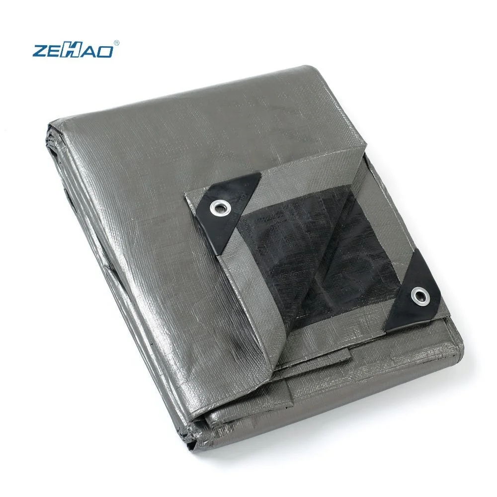 Grey PE Tarp 220gsm Waterproof Tent Covers Polyethylene Sheet Rain Cover