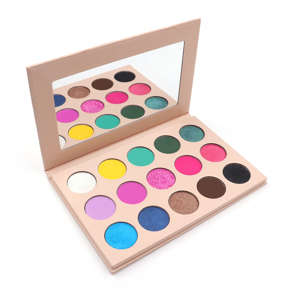 High quality cosmetics wholesale makeup highly pigmented waterproof matte shimmer 15 color eyeshadow palette